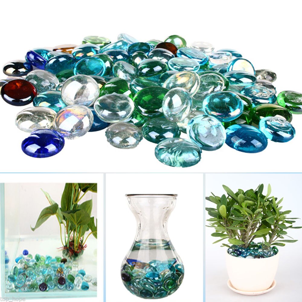 100g couleurs mélangées décor de jardin aquarium galets de verre pierres ornement de maison pavés aquarium pot de fleur marbres décoratifs