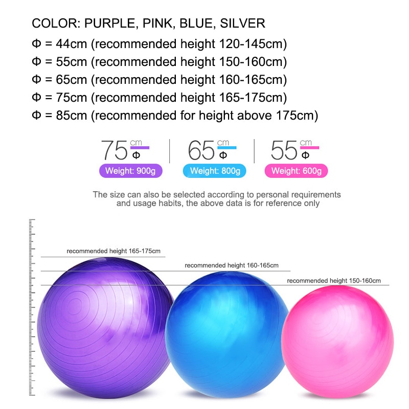 55/65/75/85cm Yoga Balls Gym Pilates Sports Fitness Ball Non-slip Thickening Balance Fit Ball Exercise Training Workout Massage