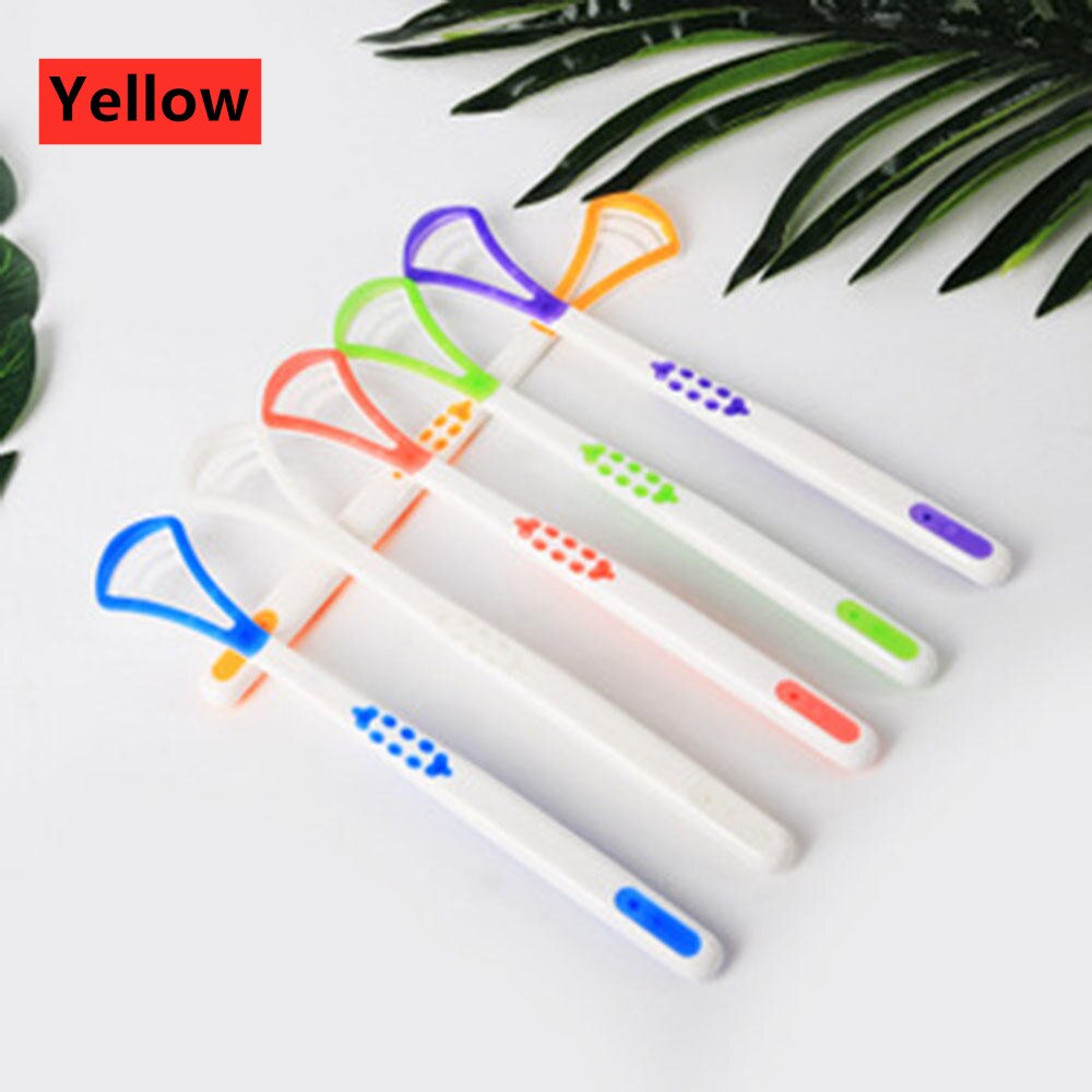 6 Colors Tongue Scraper Tongue Cleaner Handle Tongue brush Plastic Scraper Tounge Oral Mouth Hygiene Dental Care: Yellow
