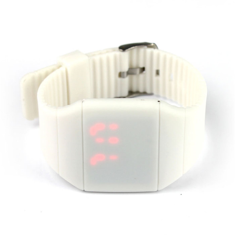 Waterproof Mens Womens Digital LED Touch Sports Silicone Bracelet Wrist Watch eleven colors#4A24FN: White