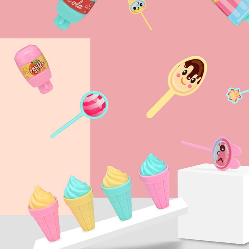 1Set Kinderen Pretend Play House Ijs Winkelwagen Cartoon Creatieve Ijs Winkelwagen Diy Kids Pretend Play Speelgoed Set