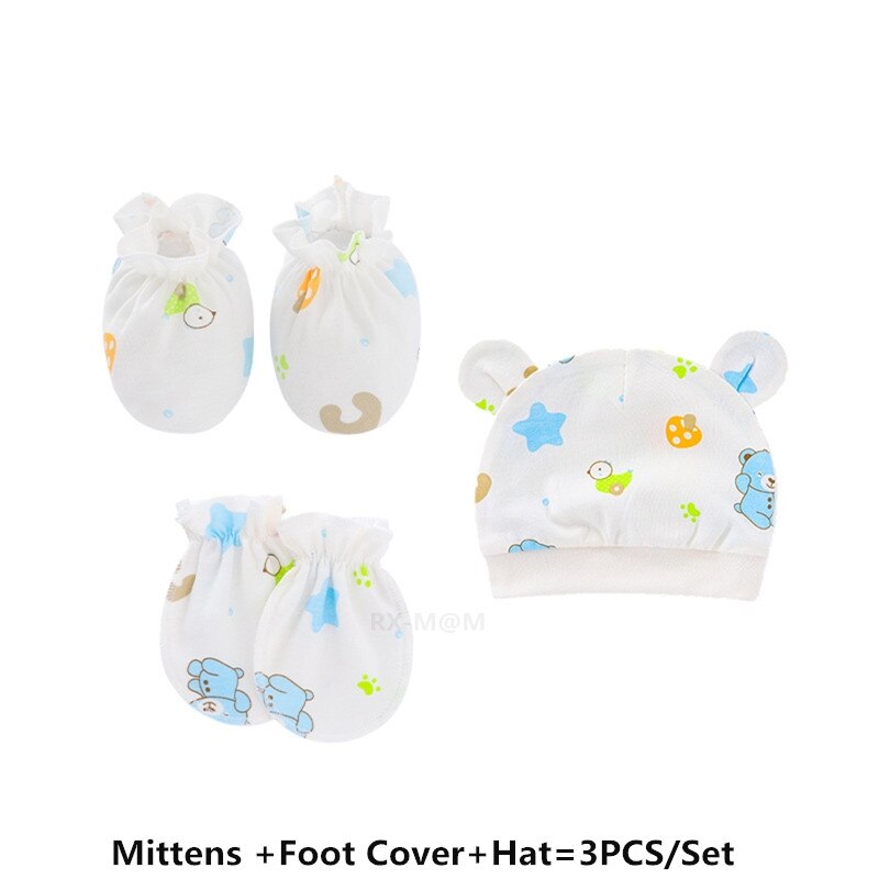 Bébé Anti rayures coton doux gants couvre-pied ensemble de chapeaux mitaines chaussettes Kit de casquette: 5