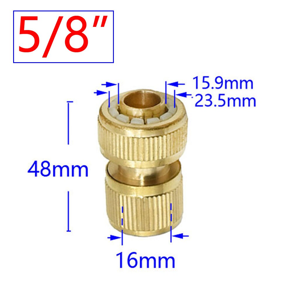 1/2&quot; 5/8&quot; 3/4&quot; Garden Quick Connector Brass Copper Thread Joint Irrigation Hose Waterstop Fittings Watering Tube Adaptor 1pc
