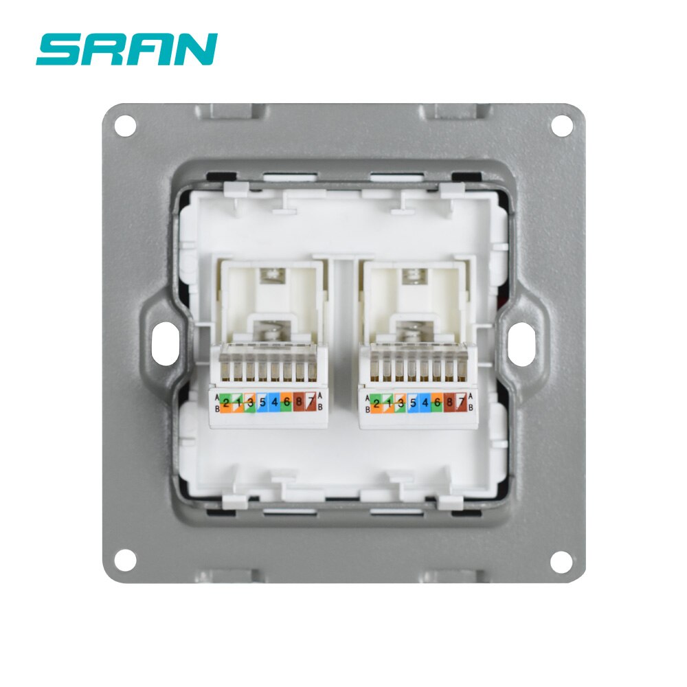 Sran 52*52 dobbelt internetstik 2 gang  rj45 funktionsmodul tilbehør egnet til 86*86 paneler