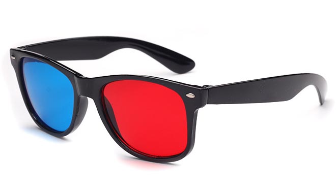 2 pçs/lote Varejo 3D Óculos de Plástico Azul Vermelho Plasma TV Movie Dimensional Anaglyph Framed 3D Visão Óculos para projetor levou