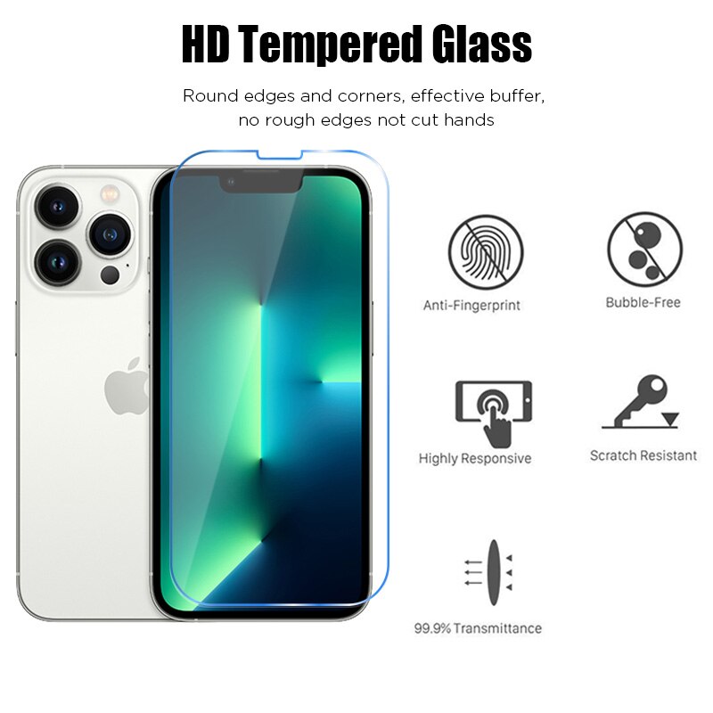 6 in 1 Tempered Screen Protector For iPhone 13 12 11 Pro Max Camera Lens Film For iPhone 13 12 Mini 11 SE Protective Glass