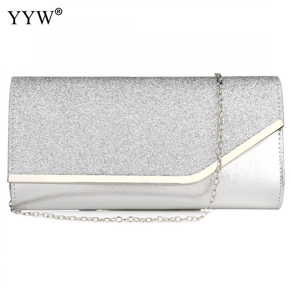Women'S Glitter Black Wedding Purse Shimmer Envelope Gold Chain Bag Ladies Sequins Evening Party Prom Clutch Bag Handbag: silver