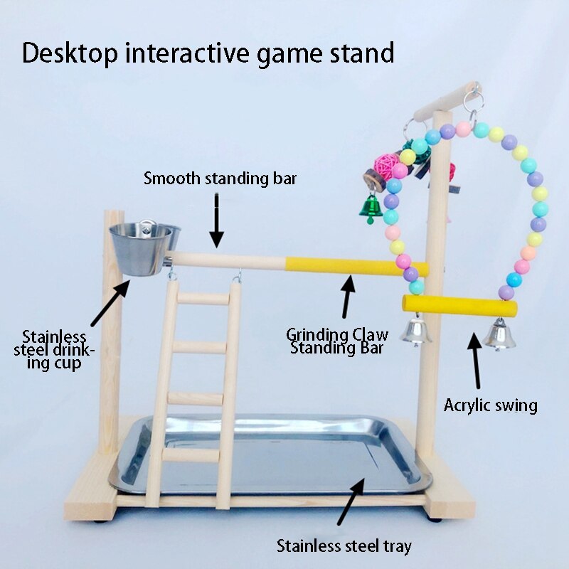 Træ fugl aborre stå papegøje platform legeplads træning gym legeplads stige interaktivt legetøj med føder kopper