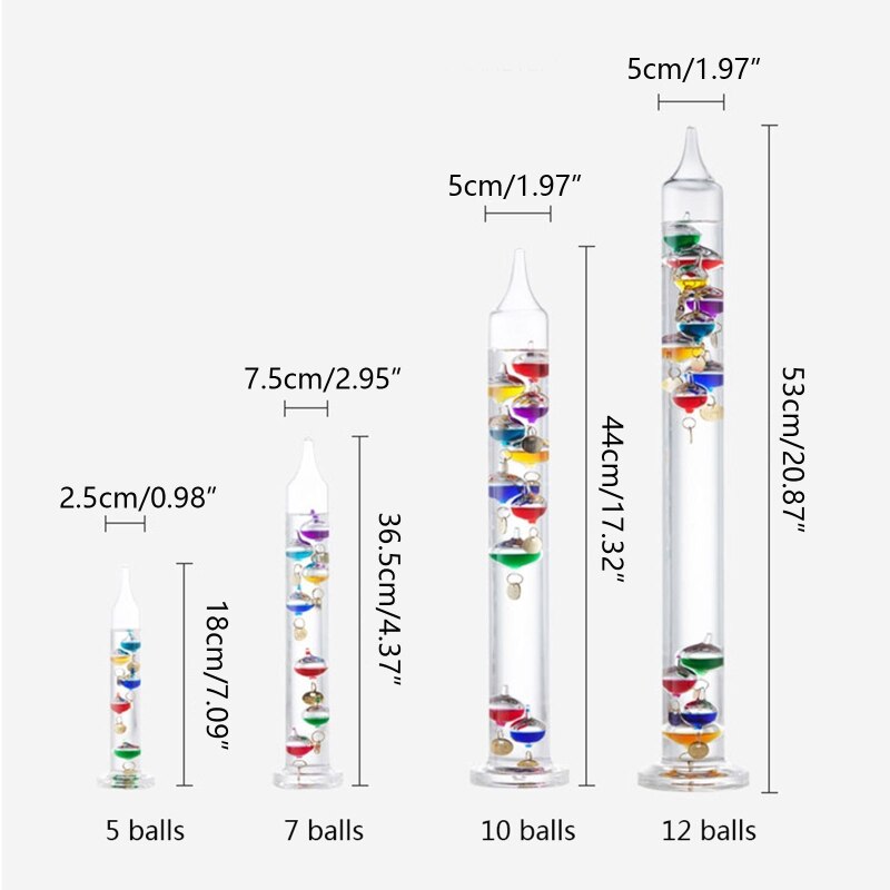 Multi-Farbige Kugeln Galilei Thermometer Schaukel Ball Temperatur Messgerät Dekor