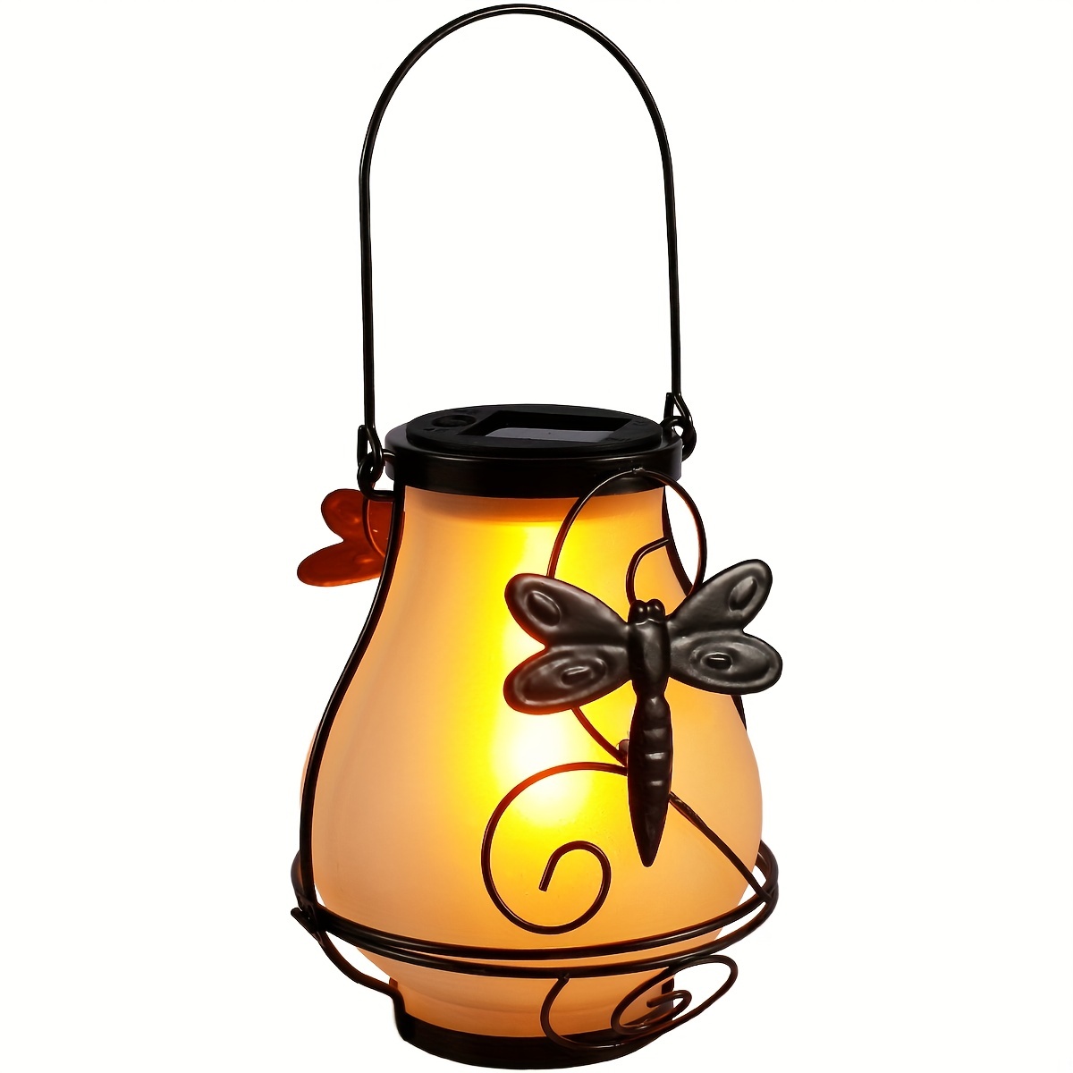 Lampe solaire d'extérieur libellule, lumière 62 flammes, colibri, statue d'animal en métal, LED, lanterne étanche, papillon: Or