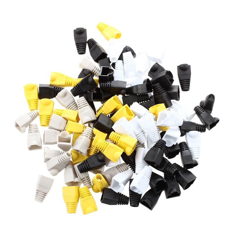 100 Pcs Soft Plastic Ethernet RJ45 Cable Connector Boots Plug Cover