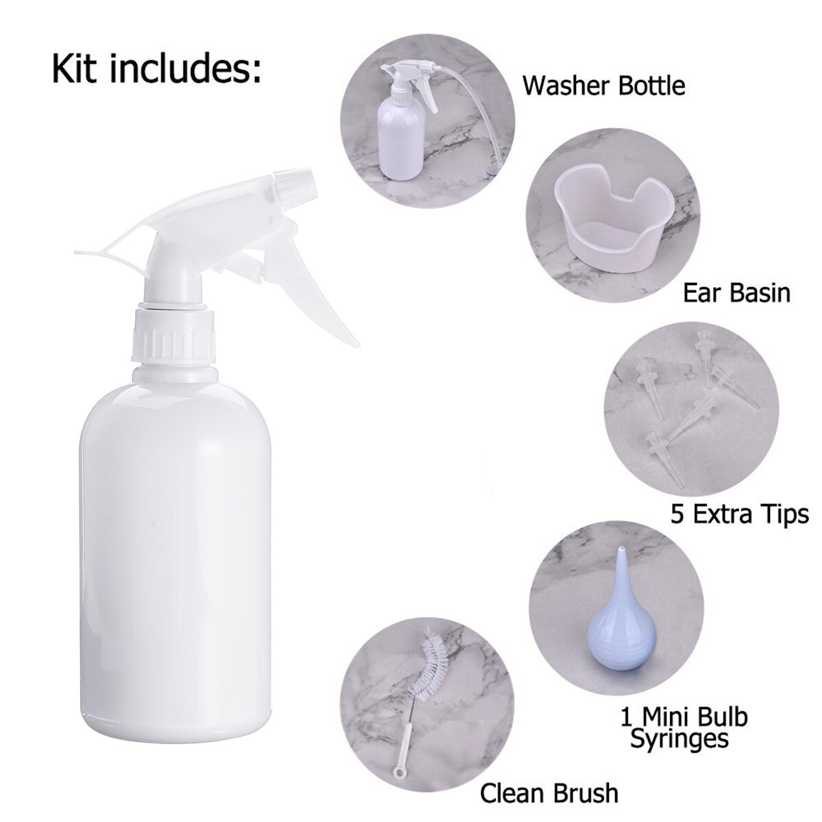 Ear Wax Washing Kit Remover Irrigation Tool Set 500ml Capacity Children Adults Kid Portable Cleaning Washer Rinse Bottle