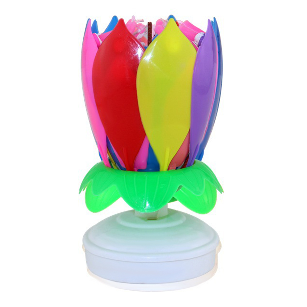 Uppgradera multicolor roterande lotuskaka ljus elektronisk musik ljus födelsedag bröllop  l9