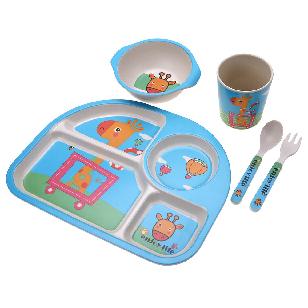 5 st/set bambufiber baby tallrik fat barn porslin fat servis baby miljövänlig