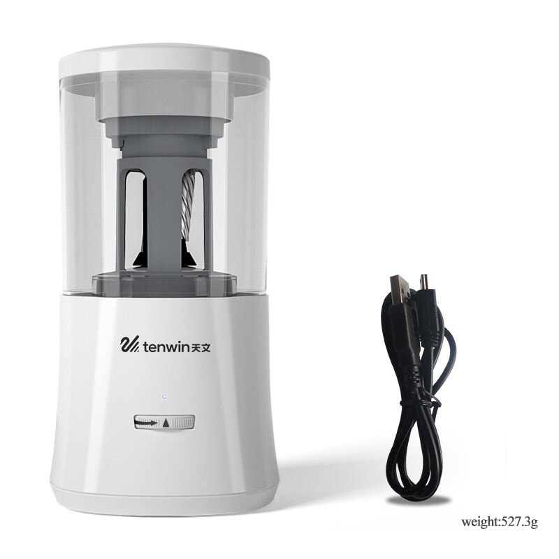 Tenwin Fully Automatic Pencil Sharpener Safe Children's Electric Mechanical Pencil Cutter Stationery Auto Pencil Sharpener 8018: 8018-White