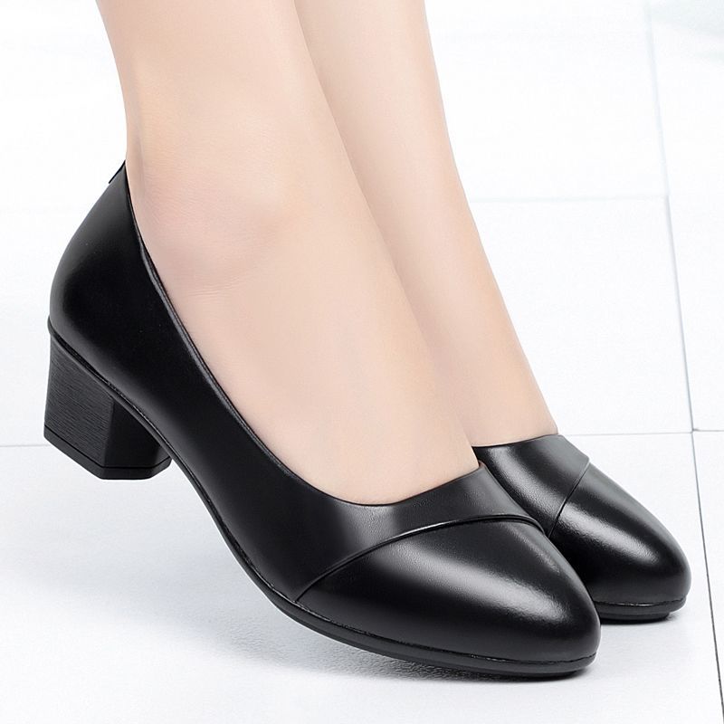 Escarpins souples à talons bas pour femmes, chaussures simples confortables à semelles souples, sandales pour mères d&#39;âge moyen, chaussures de travail à mi-talon, 2022