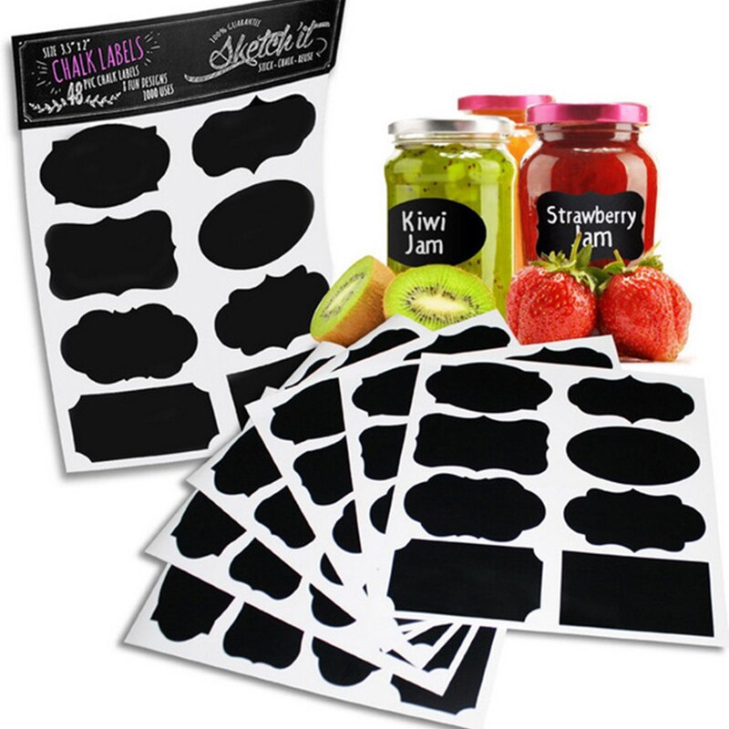 40/50/105Pcs Schoolbord Stickers Black Spice Stickers Label Voor Keuken Jar &amp; Fles Containers Verwijderbare Krijtbord sticker