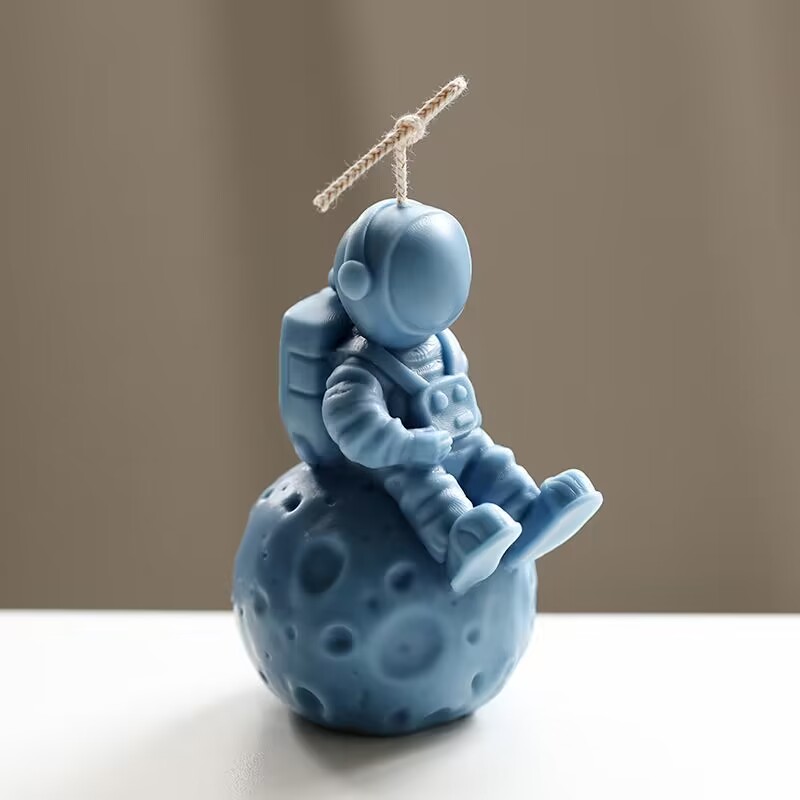 Stampo per candele a forma di astronauta 3D in silicone morbido facile da sformare stampi per il corpo umano lunare sapone resina cioccolato stampo per cubetti di ghiaccio decorazioni per la casa