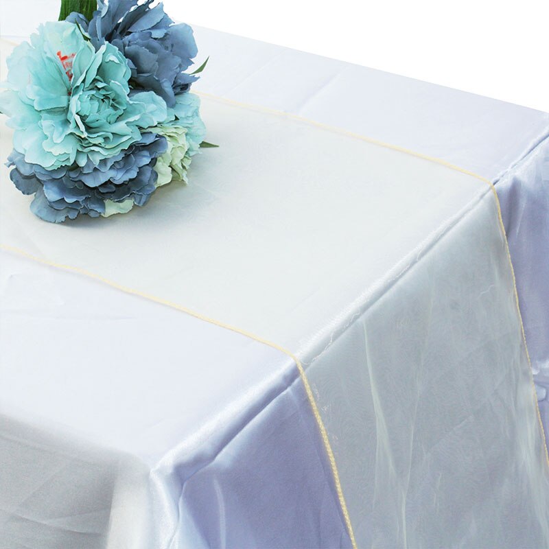 Organza Tisch Läufer Tischdecke Abdeckung Weiche schier Stoff Stuhl BöGen Beute Hochzeit 30*275CM Weihnachten Party Bankett tisch Dekor: Champagner