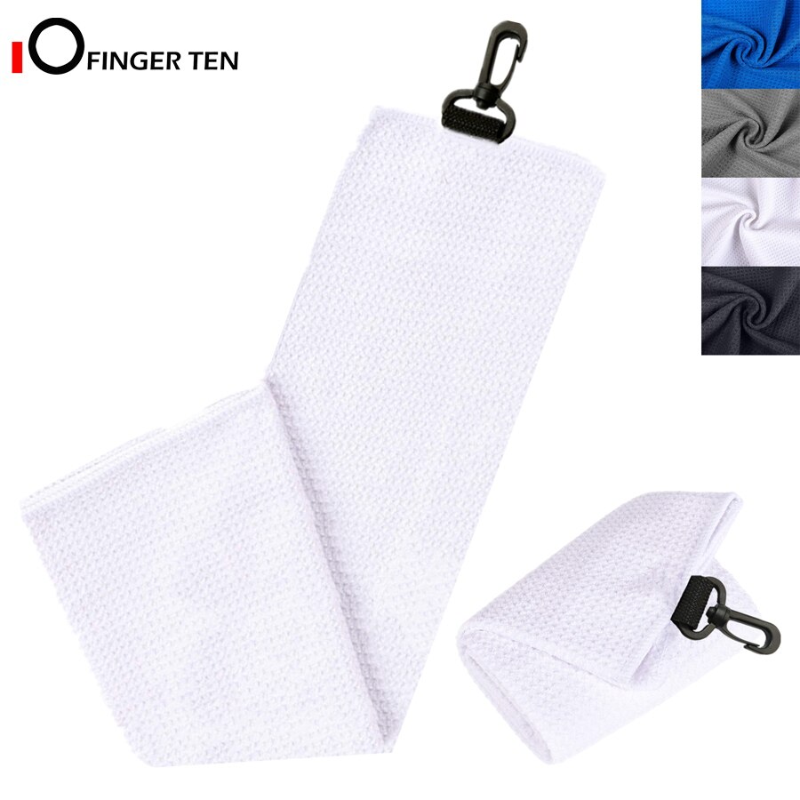 Tredobbelt golfvaffel mikrofiber golfhåndklæder med krog til golfposer klip 24 x 16 tommer rengøringshåndklæde klubber bolde renere mænd kvinder: Hvid
