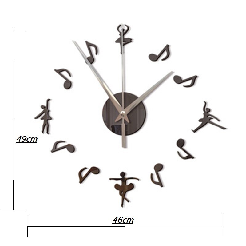 3D Acrylic Digital Deer Wall Clock Roman Numerals Large Round Wall Clock DIY Self Adhesive Living Room Clocks Stickers: www / M
