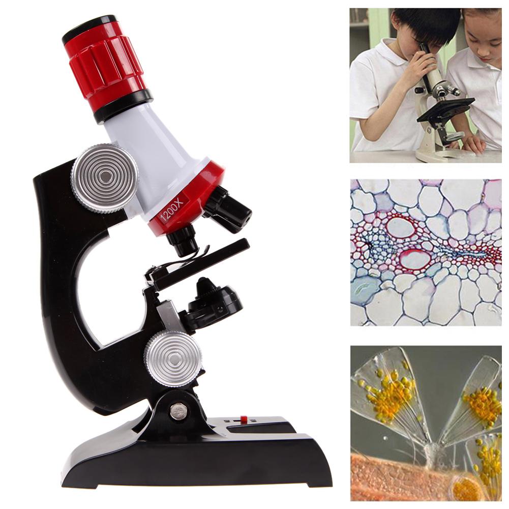 Microscoop Kit Science Lab Led 100-1200X Biologische Microscoop Thuis Educatieve Speelgoed Voor Kids Optische Instrumenten