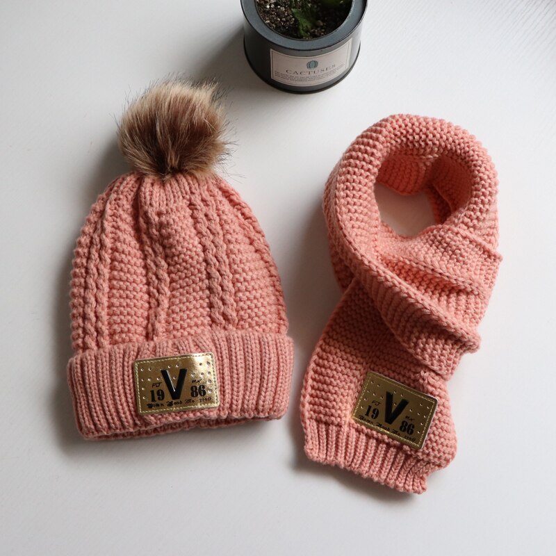 Set Van 3 Baby Sjaals Voor Middelbare Scholieren En 2 Kinderen Hoeden, Sjaals En Handschoenen Voor De Winter Jongens: pink