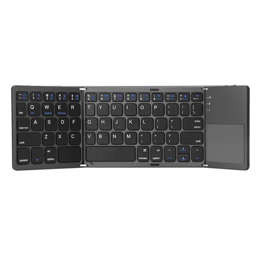 Bluetooth-kompatibel Tastatur, Klapp Tastatur mit Empfindliche Touchpad (Sync Bis zu 3 Geräte), tri-Gefaltet Fodable Tastatur: gray