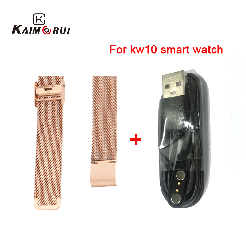 Original  kw10 smart urrem rustfrit stål/læder  kw10 kw20 smartwatch oplader kabel til  kw10 kw20 ur udskiftningsrem