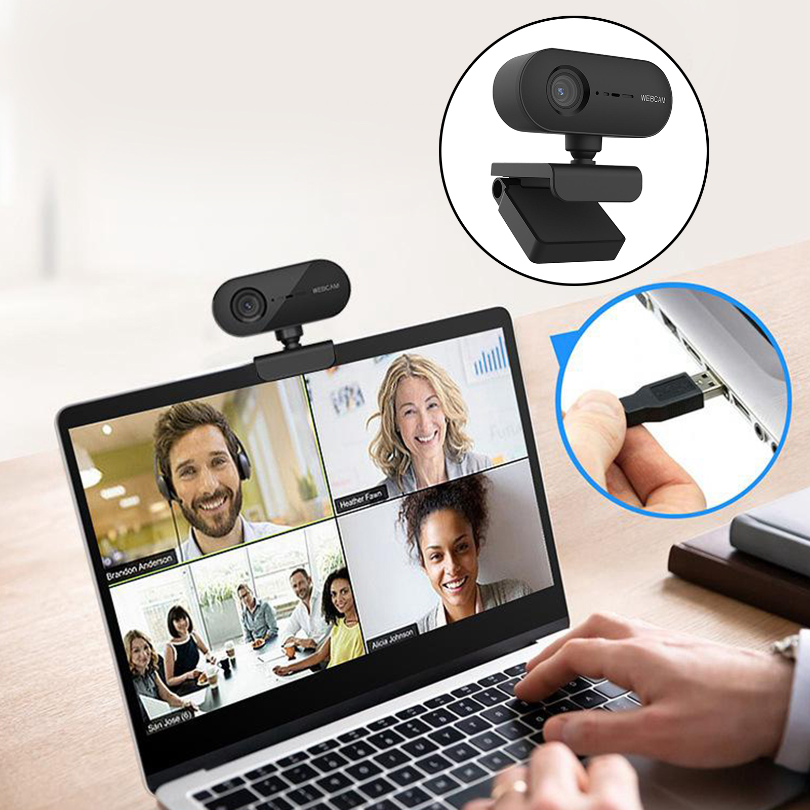 Full HD Webcam Mini Computer PC WebCamera with Microphone Rotatable Cameras for Live Broadcast Video Calling Conference Work