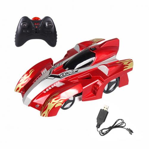 Muur Klimmen Licht Dual Modi Elektrische Voertuig Anti-Zwaartekracht Kids Stunt Auto Speelgoed Usb Oplaadbare Afstandsbediening Auto Kinderen speelgoed: Rood