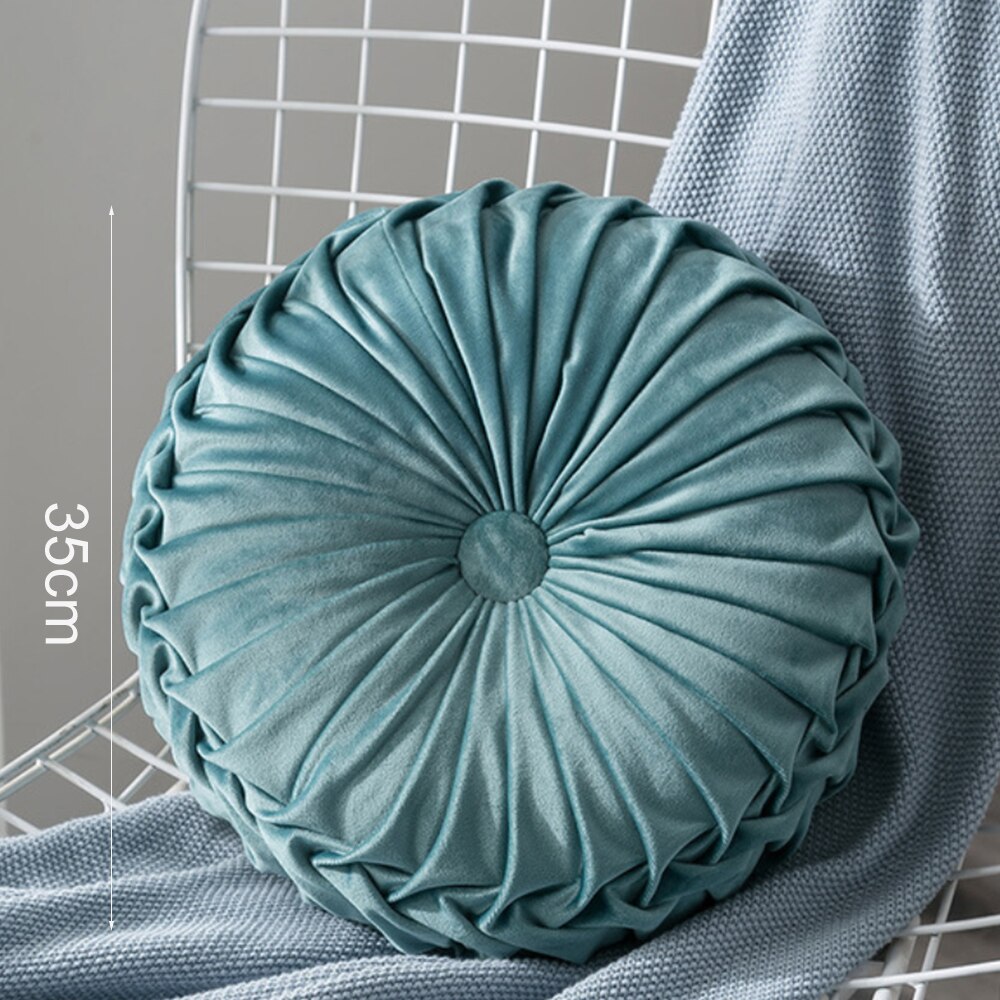 Velvet Pleated Futon Round Floor Cushion Pillow Pouf Throw Home Sofa Decor 33x11cm