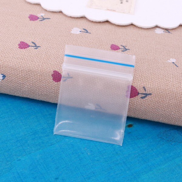 2.2*2.5cm små smykker lynlås lynlås poser plast emballage poser smykker display pose smykker poser zip lock taske 100 stk.: Blå kant