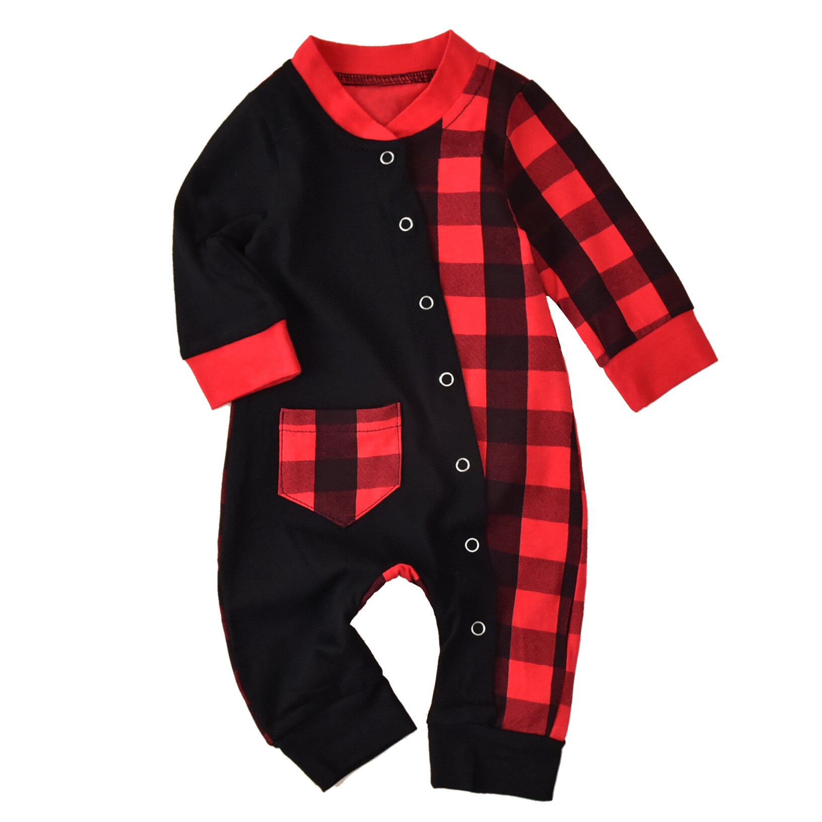 Mode Baby Boy Kerst Rompertjes Pasgeboren Baby Kleding Plaid Romper Xmas Jumpsuit Herfst Kleding Peuters Kleding Lange Mouwen: 3M