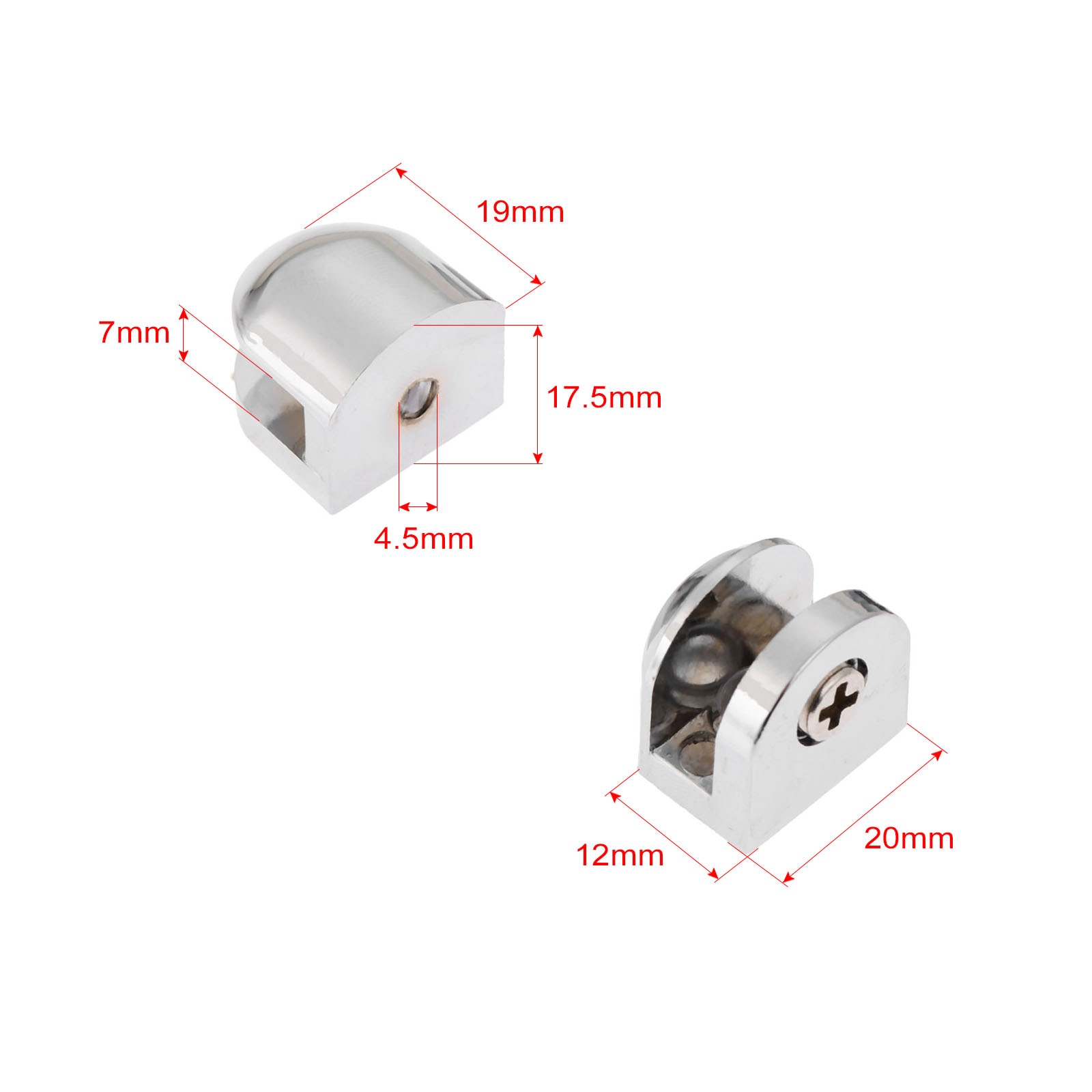 4 st/set utrymme glasklämmor justerbara väggmonterade glashylla klämfäste 5-6mm glastjocklek hållare 20mm x12mm x19mm