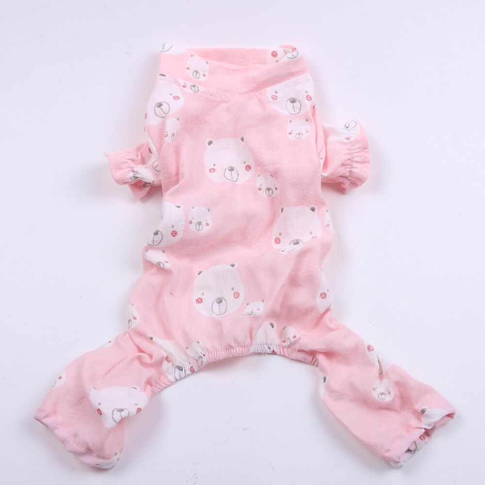 Hundar katter pyjamas jumpsuit björnar katt valp nattskjorta träningsoverall 5 storlekar 3 färger: Rosa / Xl