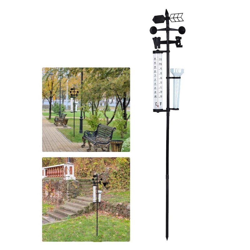 Garden Outdoor Weather Station Meteorological Measurer Vane Tool Wind Rain Temperature Gauge Accurate Indicator