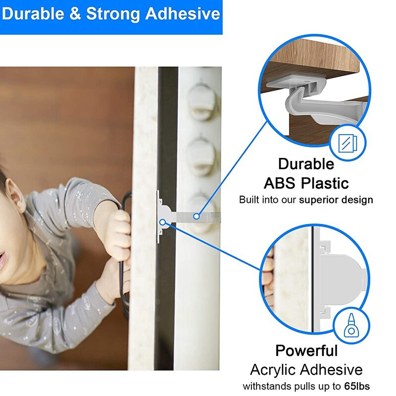20 Pack Kind Proofing Kast Sloten Zwart, Baby Veiligheid Vergrendelingen Met Sterke Lijm, Baby Proof Klink