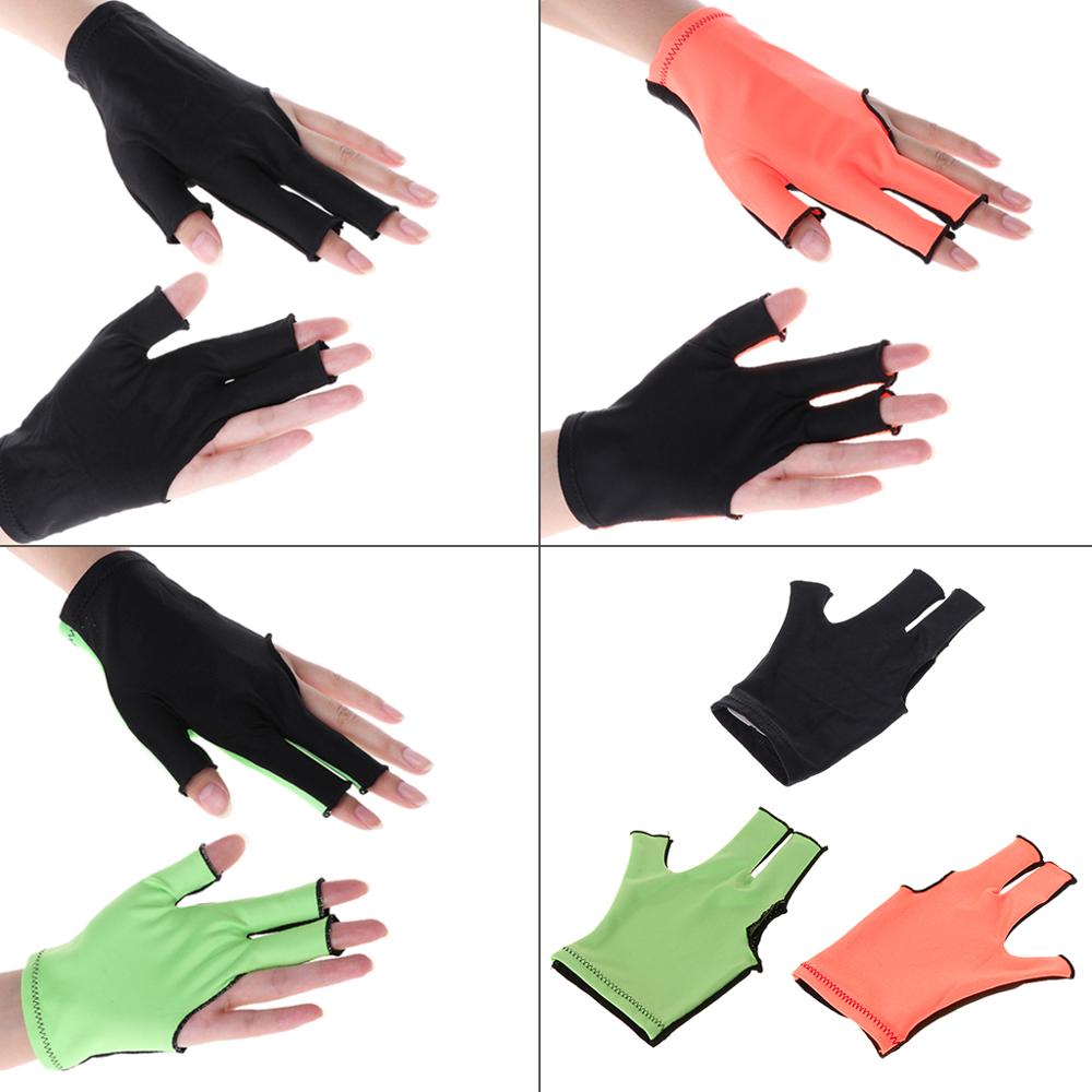 Lycra Fabric Snooker Billiard Cue 3 Finger Gloves Pool Left Hand Open Accessory