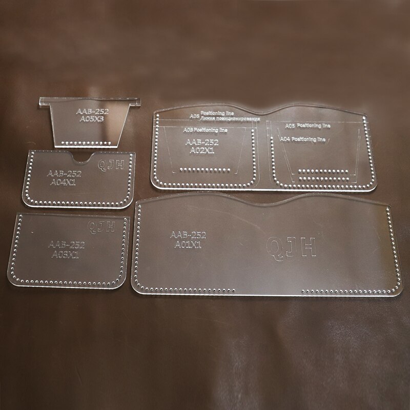 Fold tegnebog gør form diy læder håndværk skabelon syning akryl stencil semi færdig pung form håndlavede forsyninger