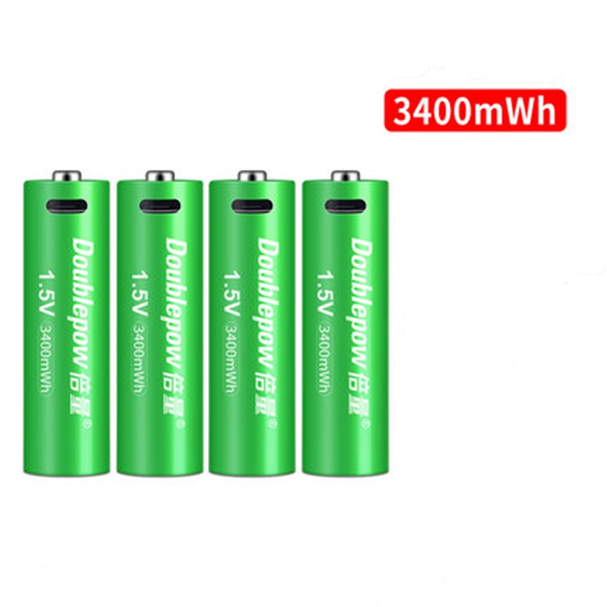 4 Stks/partij 1.5 V 3400mWh Aa Oplaadbare Batterij Usb Aa Oplaadbare Lithium Batterij, snel Opladen Via Micro Usb-kabel