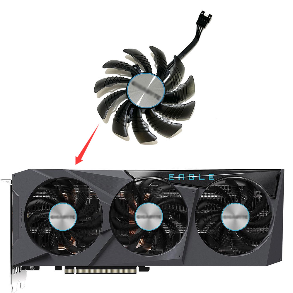 Original 75MM 4PIN 0.35A PLD08010S12HH T128010SU Video card cooling fan，For Gigabyte RTX 3070 EAGLE Video card: Brown