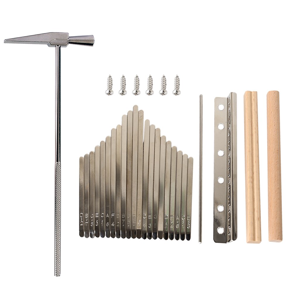 21 clés de rechange Kalimba en acier + pont en bois + Kit de marteau de réglage pouce Piano Instrument de musique pièces accessoires: B