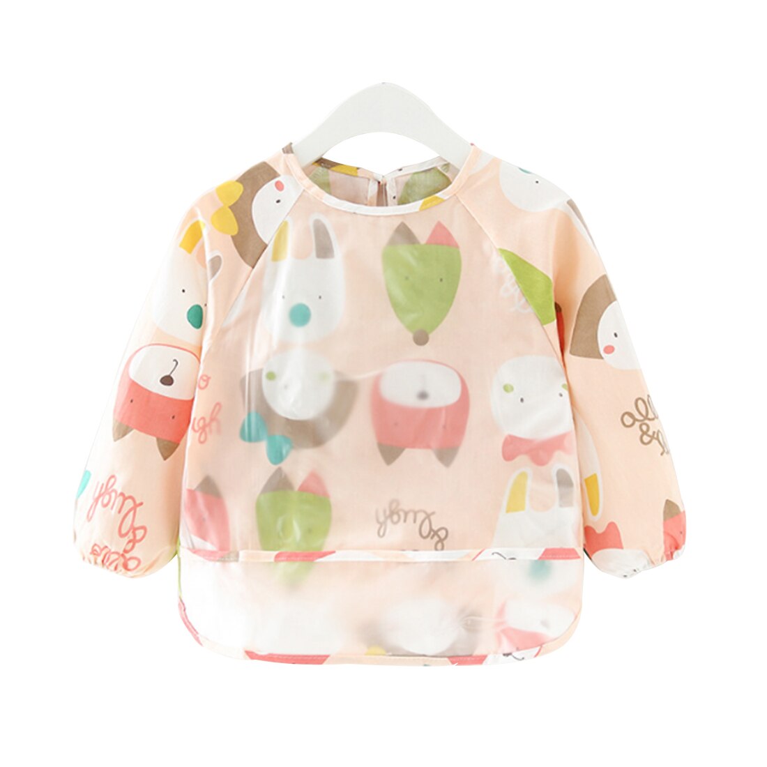 Bata para arte de bolsillo frontal con pintura de eructo fácil de limpiar para uso diario, delantal infantil de manga larga para niños y niñas, secado rápido y antisuciedad: Pink Fox / 110