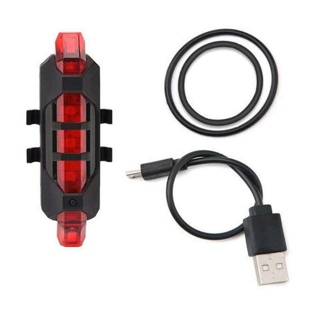 Luces de tráfico de bicicleta de montaña luces intermitentes para montar en bicicleta luces de carga Usb luces de advertencia traseras luces traseras de bicicleta de noche luces traseras: Rojo