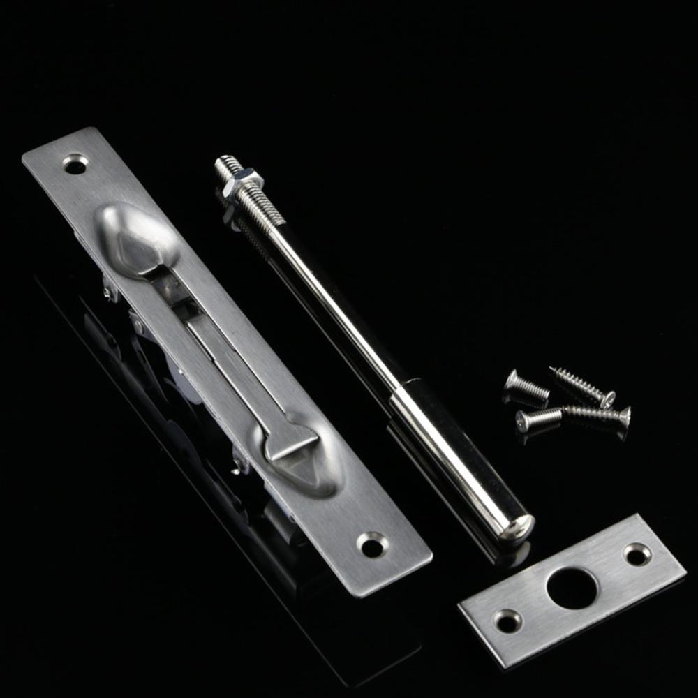 304 Stainless Steel Security Door Guard Lever Action Flush Bolt Latch Slide Bolt Lock Satin Nickel Brushed