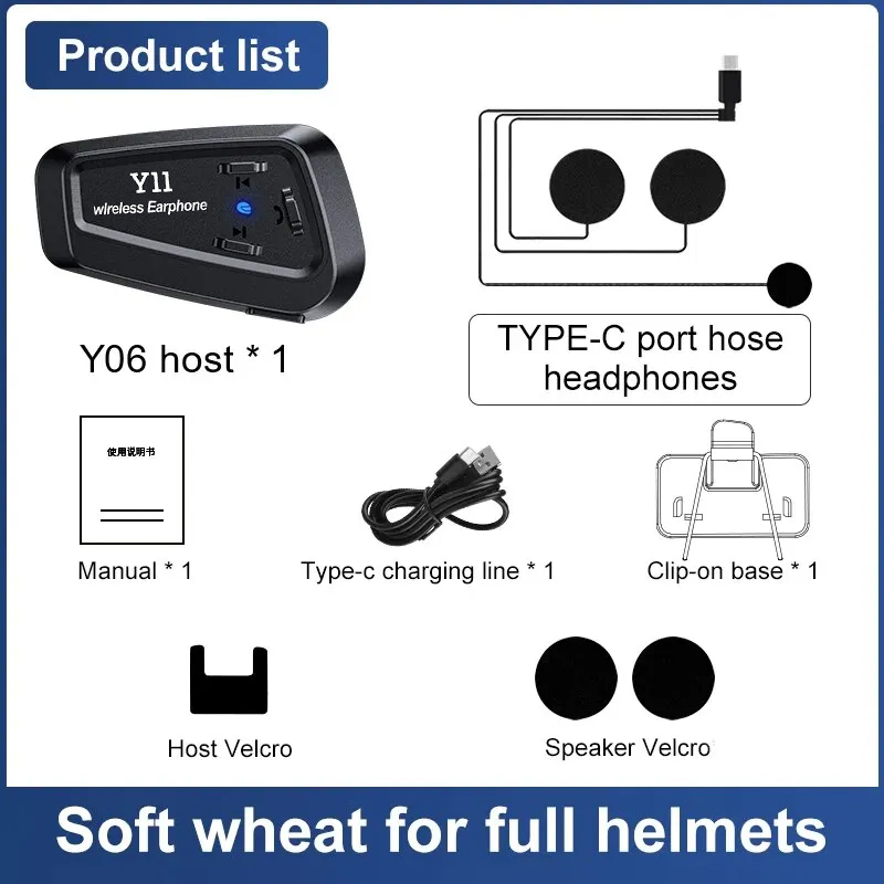 Bt5.3 Motorfiets Helm Bluetooth Headset Waterdichte Motor Draadloze Hoofdtelefoon Multifunctionele Handsfree Helm Oortelefoon: Blauw