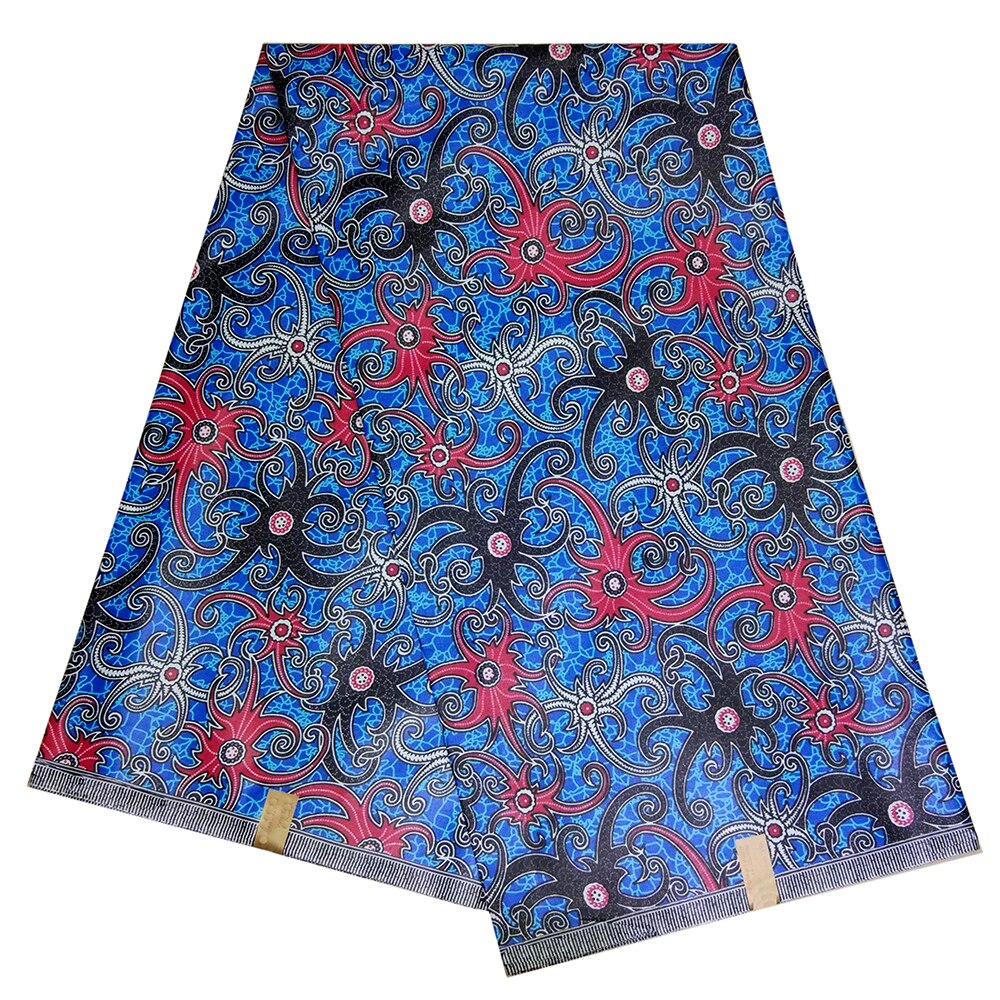 African Guaranteed Real Wax Sewing Material Blue 100% Cotton Floral Print Fabric African Batik Fabric
