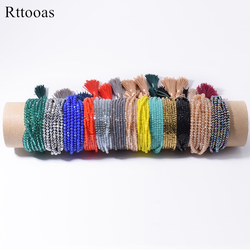 Rttooas, brazalete de borlas de cristal Multicolor para Mujer, Pulseras de Mujer, , joyería femenina, brazalete de