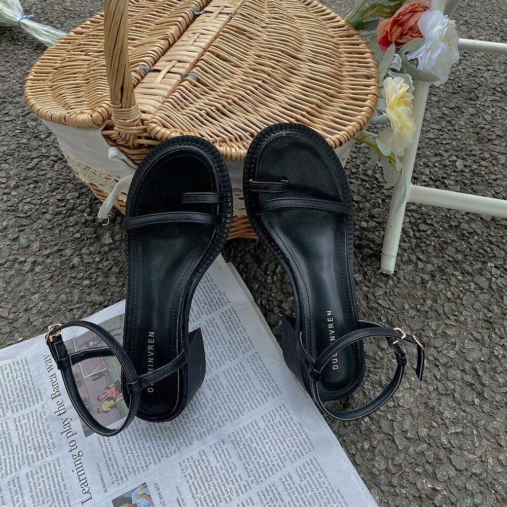 Dames Blok Hoge Hakken Enkelband Hof Schoenen Dames